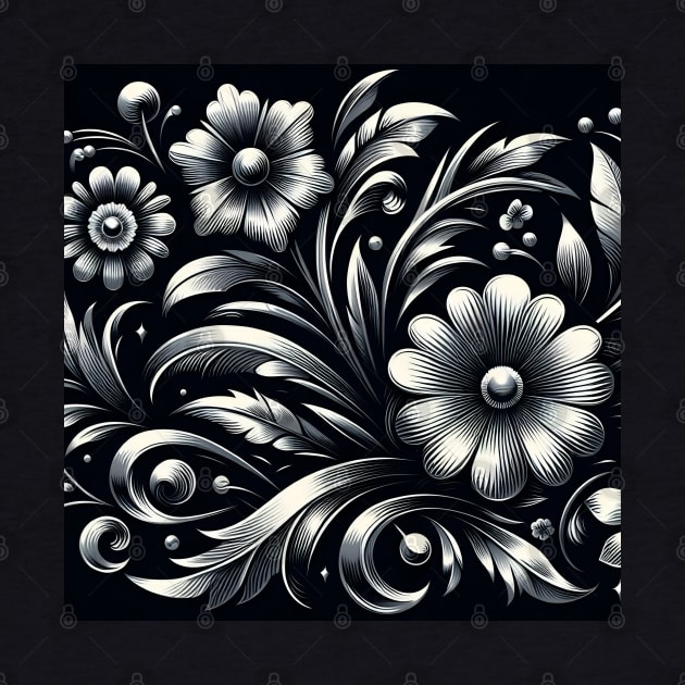 Silver Floral Illustration by Jenni Arts